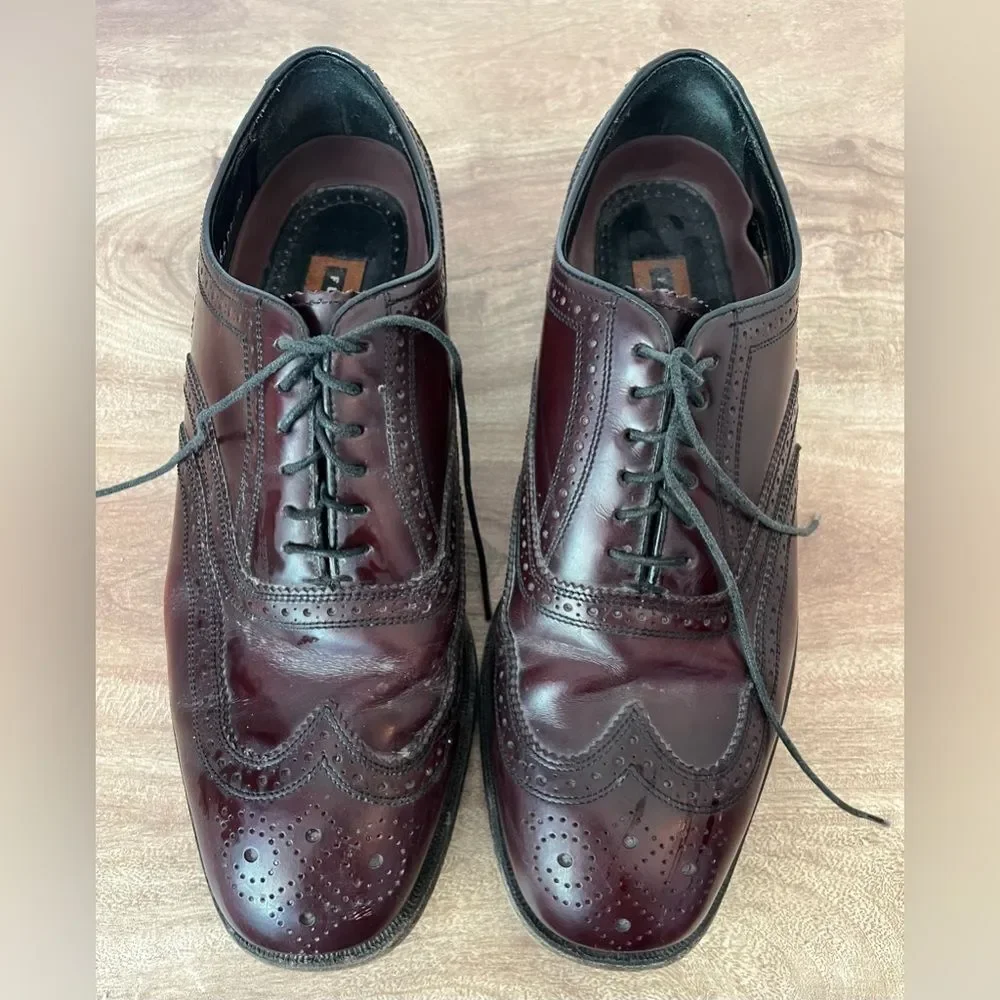 Florsheim Lexington Mens 9 Imperial Wingtip Oxford Red Leather Lace Dress Shoe